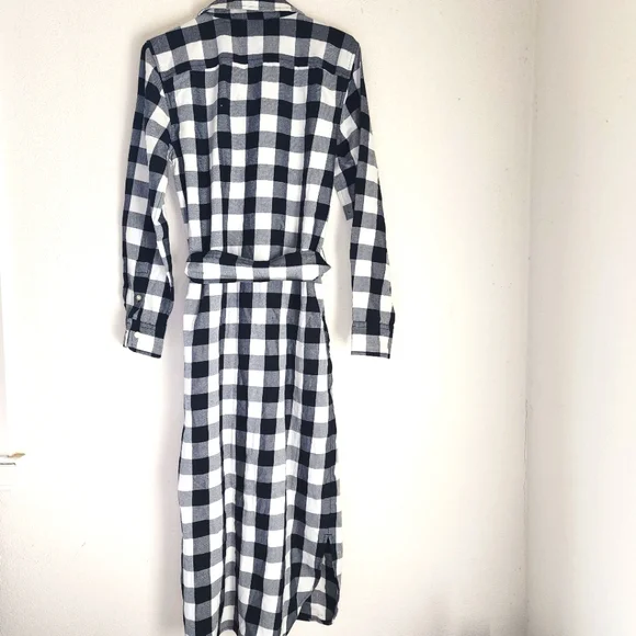 Lauren Ralph Lauren Buffalo Check Belted Twill Long Sleeve Midi Shirt Dress Sz 2 - Picture 2 of 8